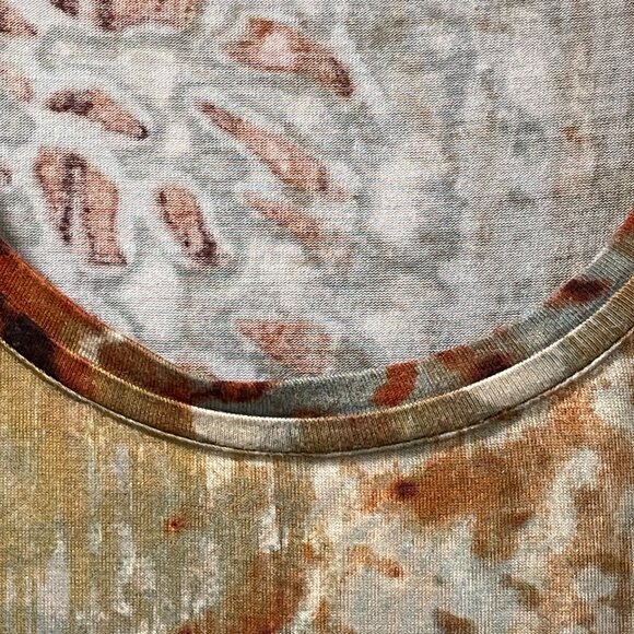 LOGO by LORI GOLDSTEIN Long Sleeve Animal Print Jersey Tunic Ruffle, Rust - M - Picture 7 of 12